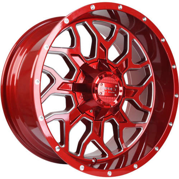 Impact Offroad Wheels 813 Candy Red Milled 22x12 -44mm Offset 5x127 (5x5),5x139.7 (5x5.5) | Fits Jeep Wrangler 07-Present and Jeep Gladiator