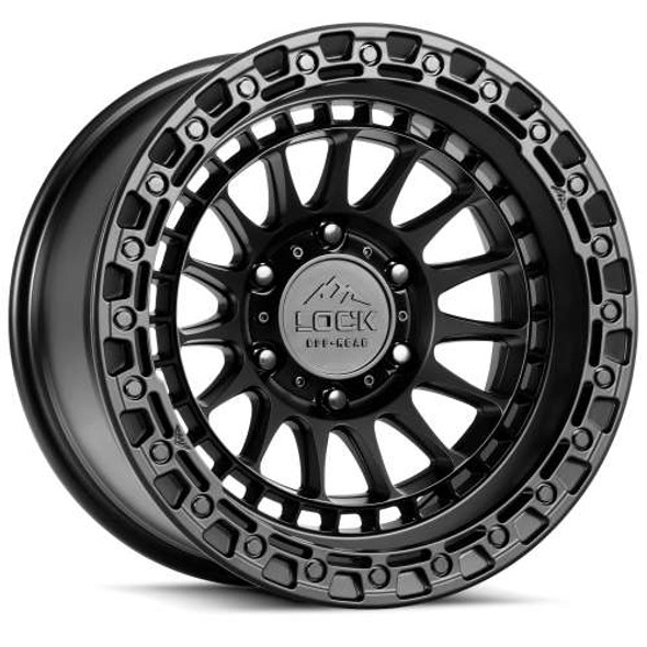 Lock Offroad Wheels Mojave Matte Black with Matte Black Ring 17x9 0mm Offset 5x127 (5x5) | Fits Jeep Wrangler 07-Up and Jeep Gladiator