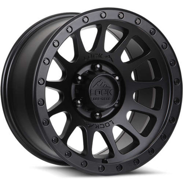 Lock Offroad Wheels Yosemite Matte Black With Matte Black Ring 17x9 0mm Offset 5x127 (5x5) | Fits Jeep Wrangler 07-Up and Jeep Gladiator