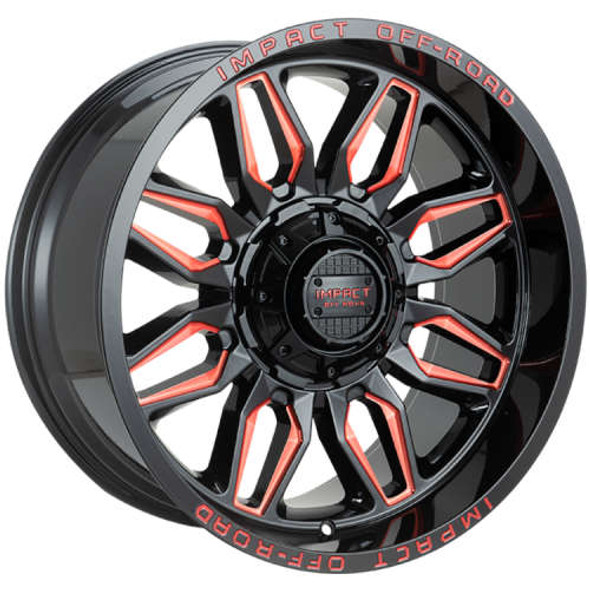 Impact Offroad Wheels 827 Gloss Black Milled Candy Red 20x10 -12mm Offset 6x135,6x139.7 (6x5.5) Impact Offroad Wheels 827 Gloss Black Milled Candy Red 20x10 -12mm Offset 6x135,6x139.7 (6x5.5)
