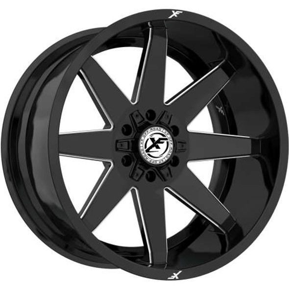 XF Offroad Wheels XF-236 Gloss Black Milled 22x10 -18mm Offset 5x127 (5x5),5x139.7 (5x5.5) | Fits Jeep Wrangler 07-Present and Jeep Gladiator
