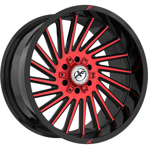 XF Offroad Wheels XF-239 Gloss Black Red Milled 26x12 -44mm Offset 5x127 (5x5),5x139.7 (5x5.5) | Fits Jeep Wrangler 07-Present and Jeep Gladiator