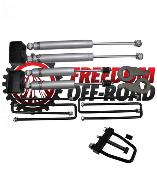 Freedom Offroad 1-3" Leveling Kit w/Shocks and Torsion Key Tool (01-06 Chevy Silverado/GMC Sierra 1500HD/01-10 2500/3500HD) FO-G502-KIT+FO-UTTOOL2
