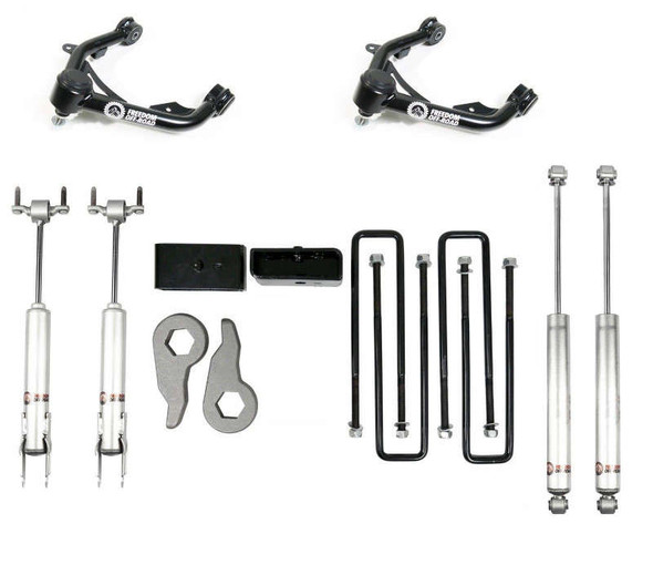 Freedom Offroad 3" Front + 2" Rear Leveling Kit w/ Shocks and Control Arms (11-19 Chevy Silverado/GMC Sierra 2500/3500 HD) FO-G504-KIT+FO-G704FU