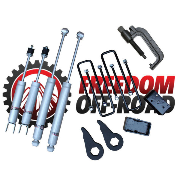 Freedom Offroad 1-3" Leveling Kit w/ Shocks and Torsion Key Tool (99-06 Chevy Silverado/GMC Sierra 1500 | 4WD) FO-G501-KIT+FO-UTTOOL