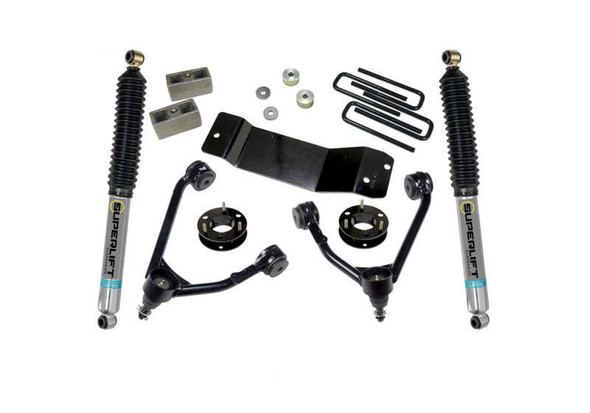 SUPERLIFT 3.5" Lift Kit w/ Bilstein Rear Shocks | For OEM Aluminum/Stamped Control Arms | 14-18 Silverado/Sierra 1500 /19 Limited/LD 4WD 3600B