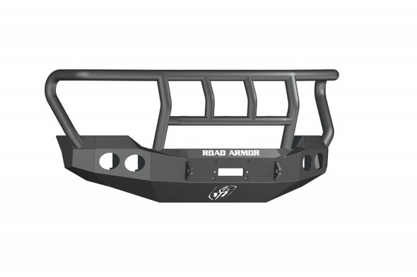 Road Armor Stealth Front Winch Bumper w/ Titan II Guard Standard Flare - Texture Black | WARN 16.5ti 61102B