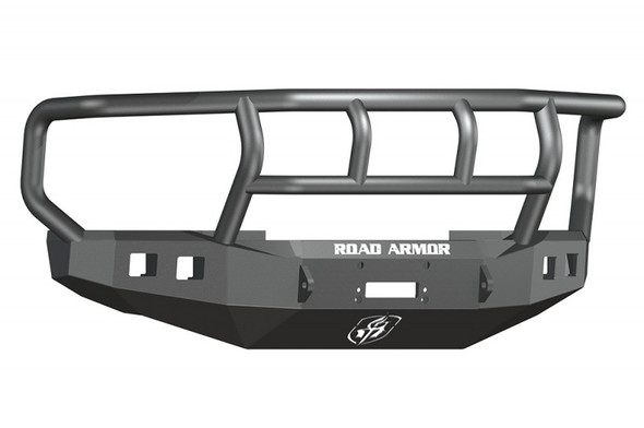 Road Armor Stealth Front Winch Bumper w/ Titan II Guard Wide Flare - Texture Black | WARN 16.5ti 608R2B