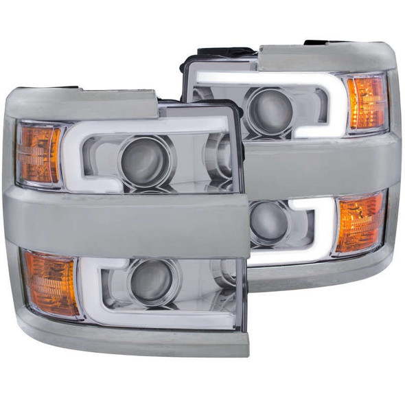 Anzo Projector Headlights w/Plank Style Design | Clear/Chrome w/Amber 111360 Anzo Projector Headlights w/Plank Style Design | Clear/Chrome w/Amber 111360