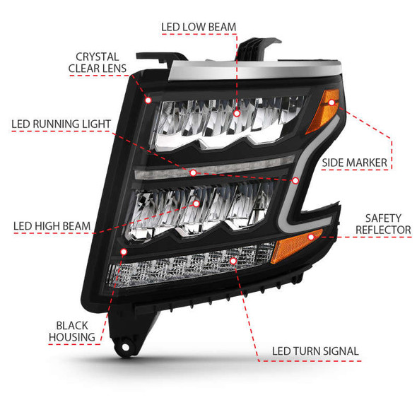 Anzo LED Crystal Headlights | Black/Clear w/Sequential Amber 111478 Anzo LED Crystal Headlights | Black/Clear w/Sequential Amber 111478