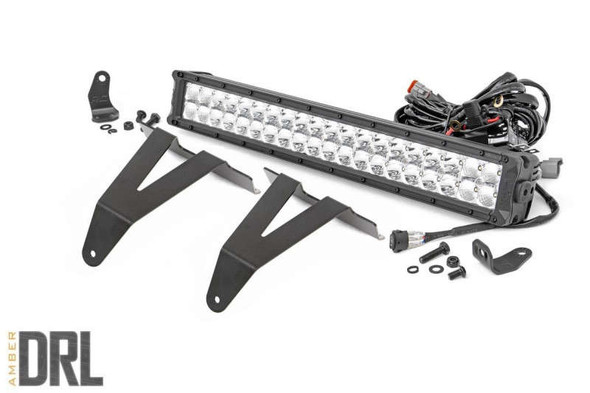 Rough Country Chrome Series LED Bumper Kit | 20" | Dual Row | Amber DRL 70781