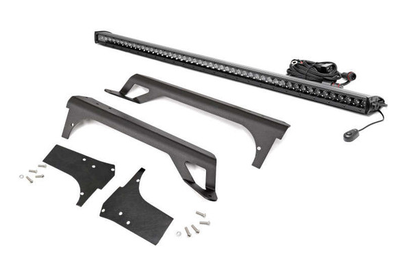 Rough Country LED Light | Windshield Mnt | 50" Black Single Row | White DRL 70588BLDRL
