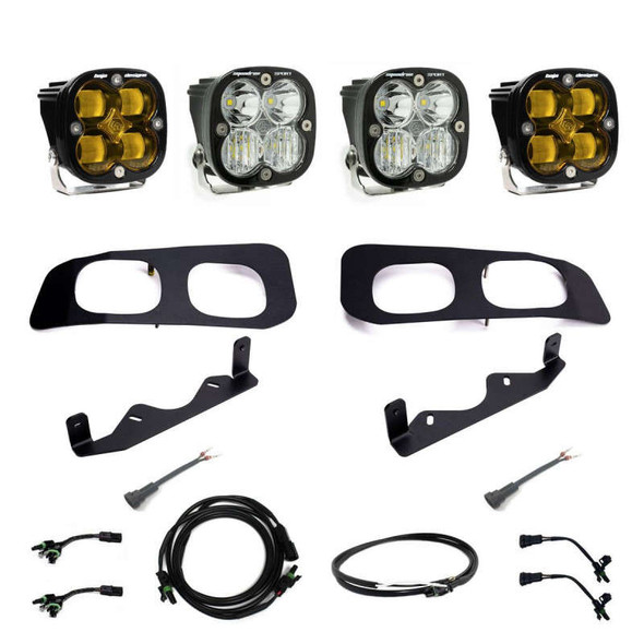 Baja Designs Squadron SAE/Squadron Sport Dual Fog Pocket Light Kit | Baja Amber | Upfitter Wiring 448226UP