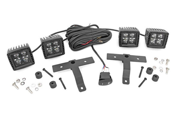 Rough Country Quad LED Light Pod Kit - Black Series w/ White DRL 70824