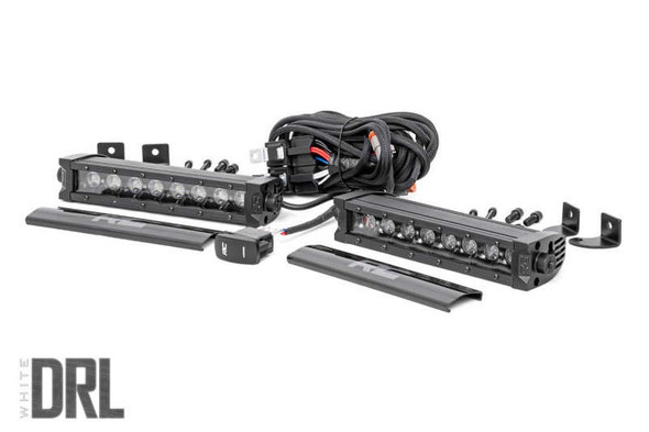 Rough Country Black Series LED Light Bar | Cool White DRL | 8 Inch | Single Row Pair 70728BLDRL