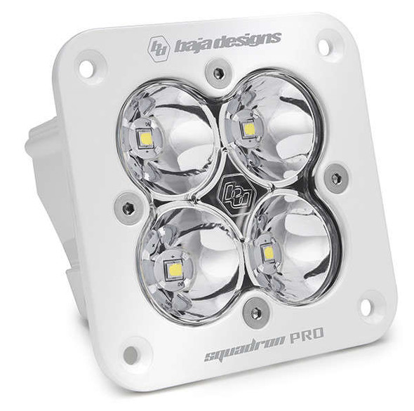 Baja Designs Single Squadron Pro Spot Beam Flush Mount Light Pods (Clear/White Body) 491001WT