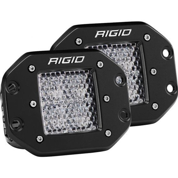 RIGID D-Series Pro Flush Mount Flood Diffused Lights (Pair | Black Housing) 212513