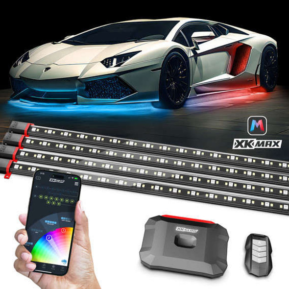 XKGlow XKmax LED Underglow Light Kit with RGBW Color Chasing | App-controlled | Interior, Underbody, & Wheel Kit MX-CAR-PRO