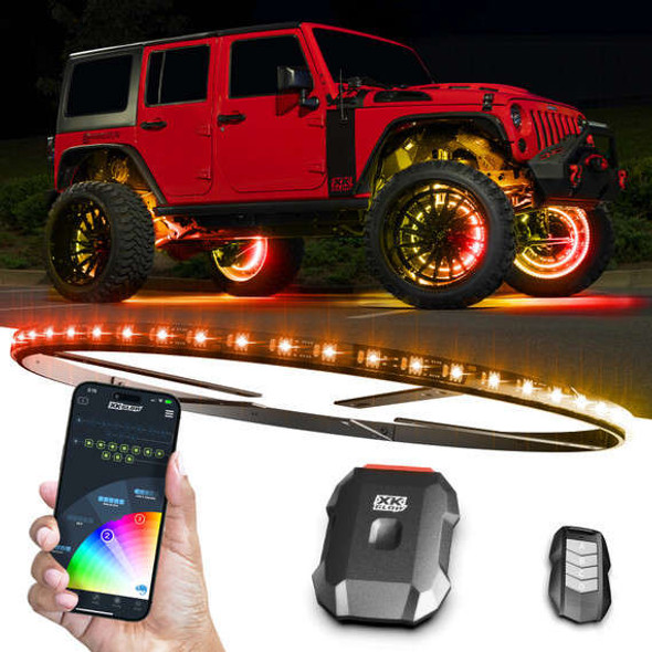 XKGlow XKmax LED Wheel Ring Lights with RGBW Color Chasing | App-controlled MX-WHEEL-KIT