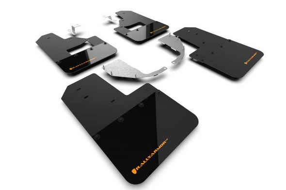 Rally Armor Black Mud Flap | Cy Orange Logo For Vehicles With Factory Running Boards And Steel Rear Bumper MF85-RB-ST-COR