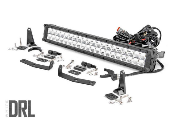 Rough Country LED Light | Bumper Mount | 20" Chrome Dual Row | White DRL 70646DRL