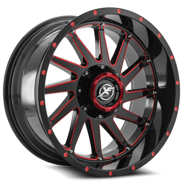 XF Offroad Wheels XF-216 Gloss Black Red Milled 20x10 -12mm Offset 6x135,6x139.7 (6x5.5) XF Offroad Wheels XF-216 Gloss Black Red Milled 20x10 -12mm Offset 6x135,6x139.7 (6x5.5)