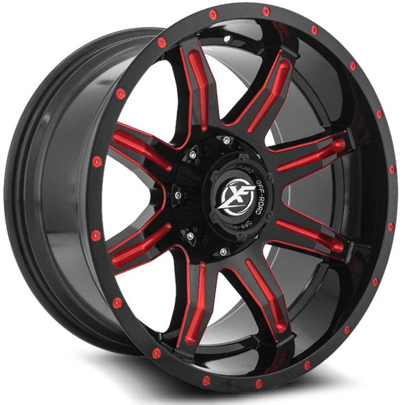 XF Offroad Wheels XF-215 Gloss Black Red Milled 20x9 0mm Offset 5x127 (5x5),5x139.7 (5x5.5) | Fits Jeep Wrangler 07-Present and Jeep Gladiator XF Offroad Wheels XF-215 Gloss Black Red Milled 20x9 0mm Offset 5x127 (5x5),5x139.7 (5x5.5) | Fits Jeep Wrangler 07-Present and Jeep Gladiator