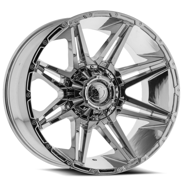XF Offroad Wheels XF-220 Chrome 22x10 -24mm Offset 5x127 (5x5),5x139.7 (5x5.5) | Fits Jeep Wrangler 07-Present and Jeep Gladiator