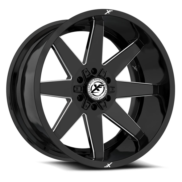 XF Offroad Wheels XF-236 Gloss Black Milled 20x12 -44mm Offset 5x127 (5x5),5x139.7 (5x5.5) | Fits Jeep Wrangler 07-Present and Jeep Gladiator