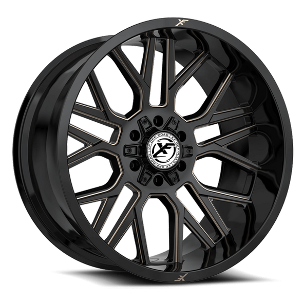 XF Offroad Wheels XF-235 Gloss Black Bronze Milled 20x12 -44mm Offset 5x127 (5x5),5x139.7 (5x5.5) | Fits Jeep Wrangler 07-Present and Jeep Gladiator