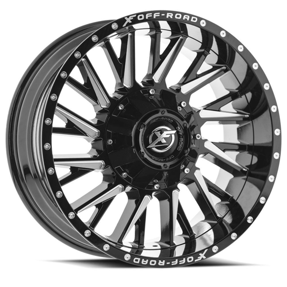 XF Offroad Wheels XF-226 Gloss Black Milled 24x14 -76mm Offset 5x127 (5x5),5x139.7 (5x5.5) | Fits Jeep Wrangler 07-Present and Jeep Gladiator