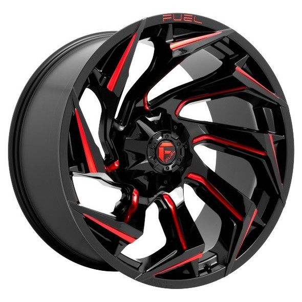 Fuel Offroad Wheels Reaction D755 Gloss Black Milled with Red Tint 17x9 -12mm Offset 6x135,6x139.7 (6x5.5)