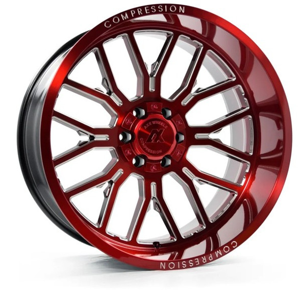 AXE Offroad Wheels 6.2 Candy Red Milled Accents 24x14 -76mm Offset 5x127 (5x5),5x139.7 (5x5.5) | Fits Jeep Wrangler 07-Present and Jeep Gladiator