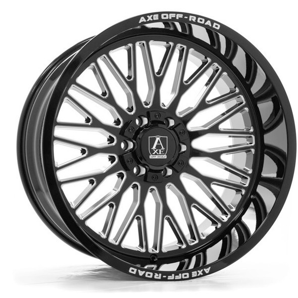 AXE Offroad Wheels Kratos Gloss Black Milled 22x12 -44mm Offset 5x127 (5x5),5x139.7 (5x5.5) | Fits Jeep Wrangler 07-Present and Jeep Gladiator