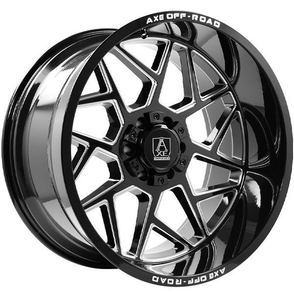 AXE Offroad Wheels Nemesis Gloss Black Milled 24x12 -44mm Offset 8x165.1 (8x6.5) AXE Offroad Wheels Nemesis Gloss Black Milled 24x12 -44mm Offset 8x165.1 (8x6.5)