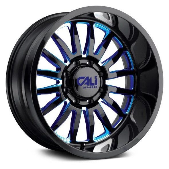 Cali Offroad Wheels Summit 9110 Gloss Black w/ Blue Milled Spokes 20x10 -25mm Offset 5x127 (5x5) | Fits Jeep Wrangler 07-Present and Jeep Gladiator Cali Offroad Wheels Summit 9110 Gloss Black w/ Blue Milled Spokes 20x10 -25mm Offset 5x127 (5x5) | Fits Jeep Wrangler 07-Present and Jeep Gladiator