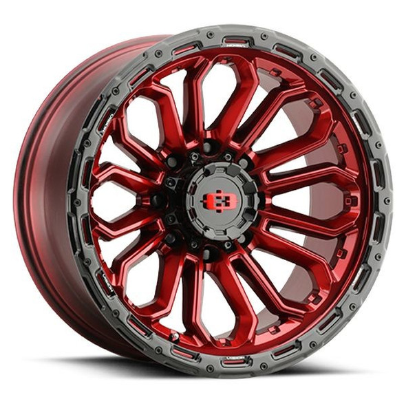 Vision Wheels Korupt 405 Gloss Red Gloss Black Lip 20x10 -25mm Offset 5x127 (5x5) | Fits Jeep Wrangler 07-Present and Jeep Gladiator Vision Wheels Korupt 405 Gloss Red Gloss Black Lip 20x10 -25mm Offset 5x127 (5x5) | Fits Jeep Wrangler 07-Present and Jeep Gladiator