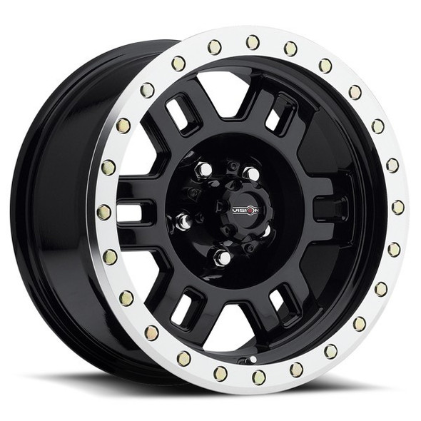 Vision Wheels Manx 398 Gloss Black Machined Lip 15x8 -19mm Offset 5x127 (5x5) | Fits Jeep Wrangler 07-Present and Jeep Gladiator Vision Wheels Manx 398 Gloss Black Machined Lip 15x8 -19mm Offset 5x127 (5x5) | Fits Jeep Wrangler 07-Present and Jeep Gladiator