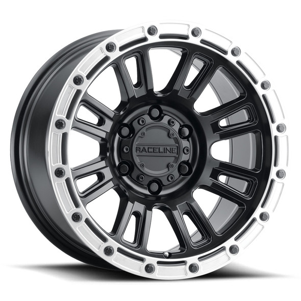 Raceline Wheels Compass 956BS Satin Black with Silver Ring 17x9 -12mm Offset 5x127 (5x5) | Fits Jeep Wrangler 07-Present and Jeep Gladiator Raceline Wheels Compass 956BS Satin Black with Silver Ring 17x9 -12mm Offset 5x127 (5x5) | Fits Jeep Wrangler 07-Present and Jeep Gladiator