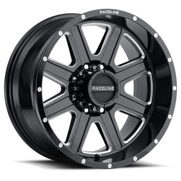 Raceline Wheels Hostage 940M Gloss Black & Milled 20x10 -19mm Offset 5x127 (5x5) | Fits Jeep Wrangler 07-Present and Jeep Gladiator