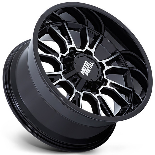 Moto Metal Wheels Legacy MO810 Gloss Black Machined 17x9 1mm Offset 5x127 (5x5),5x139.7 (5x5.5) | Fits Jeep Wrangler 07-Present and Jeep Gladiator