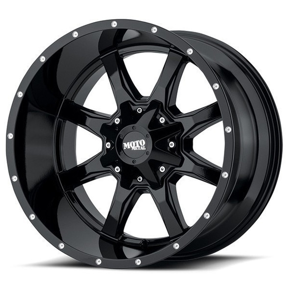 Moto Metal Wheels MO970 Gloss Black with Milled Lip 20x10 -24mm Offset 5x127 (5x5),5x139.7 (5x5.5) | Fits Jeep Wrangler 07-Present and Jeep Gladiator
