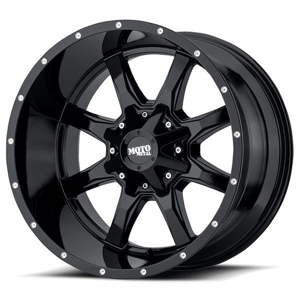 Moto Metal Wheels MO970 Gloss Black with Milled Lip 18x10 -24mm Offset 5x127 (5x5),5x139.7 (5x5.5) | Fits Jeep Wrangler 07-Present and Jeep Gladiator