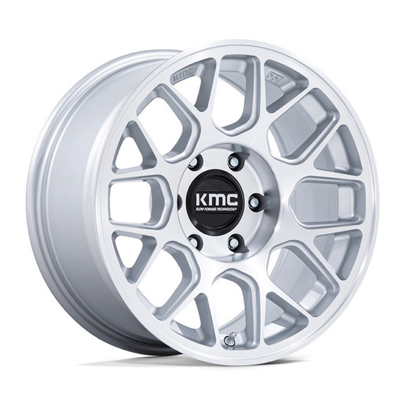 KMC Wheels Hatchet KM730 Gloss Silver Machined Face 17x8.5 25mm Offset 5x127 (5x5) | Fits Jeep Wrangler 07-Present and Jeep Gladiator