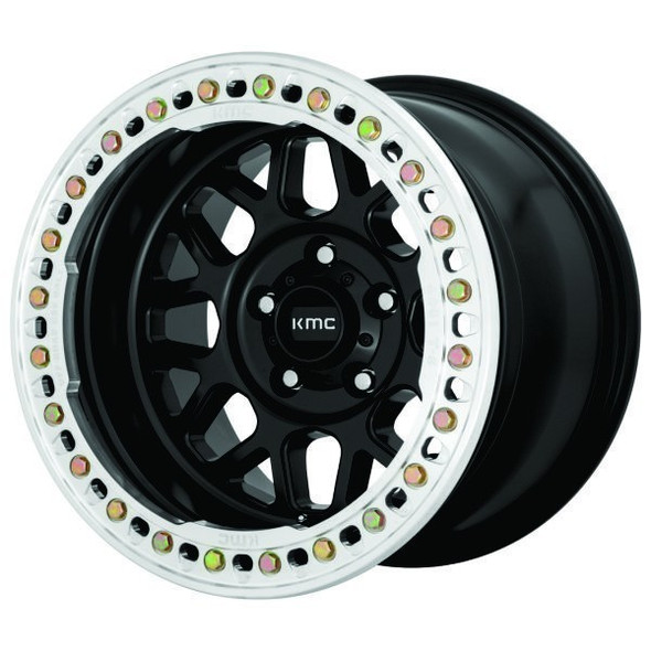KMC Wheels Grenade Crawl KM235 Satin Black Beadlock 18x9 10mm Offset 5x127 (5x5) | Fits Jeep Wrangler 07-Present and Jeep Gladiator KMC Wheels Grenade Crawl KM235 Satin Black Beadlock 18x9 10mm Offset 5x127 (5x5) | Fits Jeep Wrangler 07-Present and Jeep Gladiator
