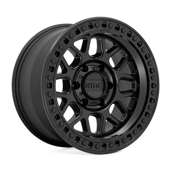 KMC Wheels GRS KM549 Satin Black 17x9 0mm Offset 5x127 (5x5) | Fits Jeep Wrangler 07-Present and Jeep Gladiator