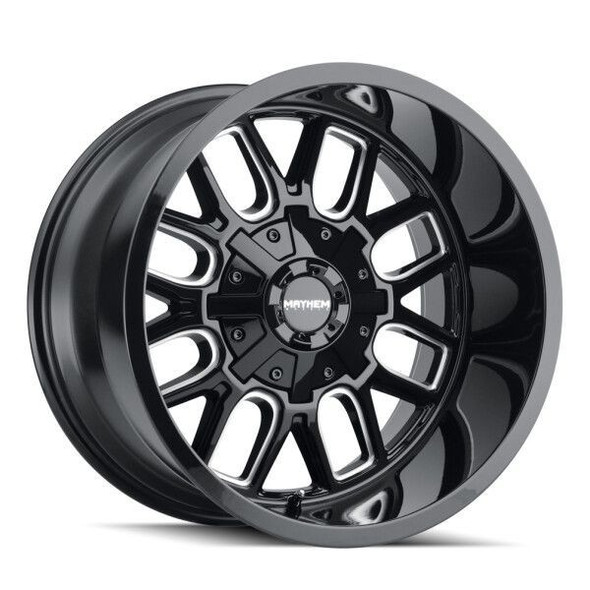 Mayhem Wheels Cogent 8107 Gloss Black Milled Spokes 17x9 -12mm Offset 5x127 (5x5),5x139.7 (5x5.5) | Fits Jeep Wrangler 07-Present and Jeep Gladiator