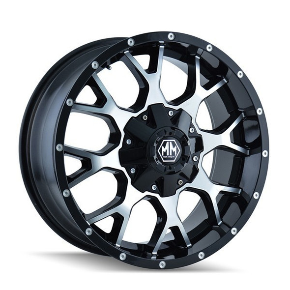 Mayhem Wheels Warrior 8015 Gloss Black Machined Face 22x12 -44mm Offset 5x127 (5x5),5x139.7 (5x5.5) | Fits Jeep Wrangler 07-Present and Jeep Gladiator