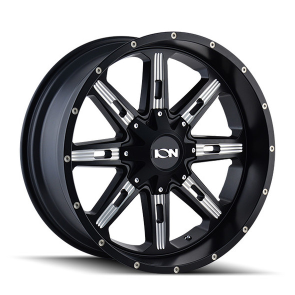 ION Alloy Wheels 184 Satin Black Milled 20x9 18mm Offset 5x127 (5x5),5x139.7 (5x5.5) | Fits Jeep Wrangler 07-Present and Jeep Gladiator