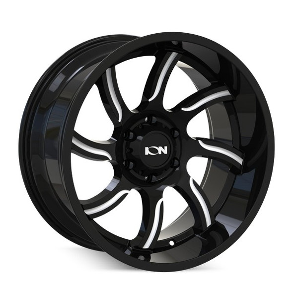ION Alloy Wheels 151 Gloss Black Milled 20x10 -19mm Offset 5x127 (5x5) | Fits Jeep Wrangler 07-Present and Jeep Gladiator